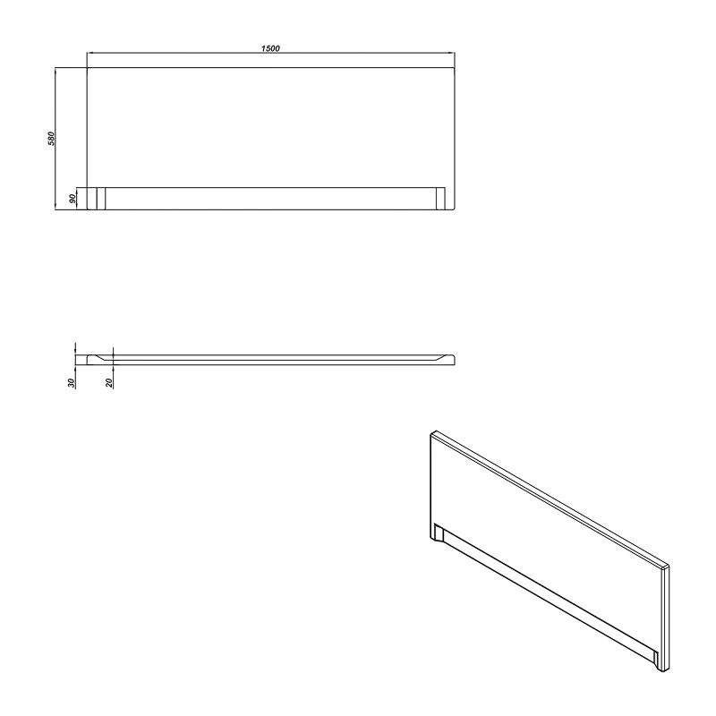 Панель фронтальная Cersanit Universal Type 1 150, 1500х580 мм