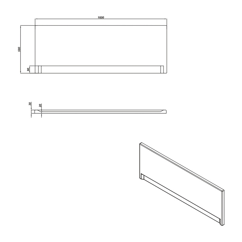 Панель фронтальная Cersanit Universal Type 1 160, 1600х580 мм