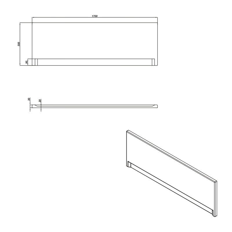 Панель фронтальная Cersanit Universal Type 1 170, 1700х580 мм