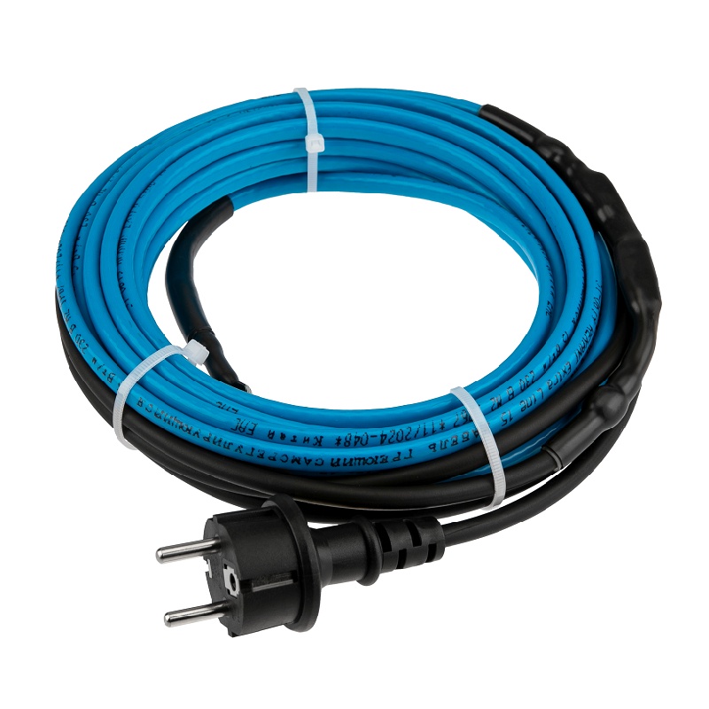 Кабель греющий саморегулирующийся Rexant SRL 15MSR-PB, для установки на трубу, 15 Вт/м (8 м)