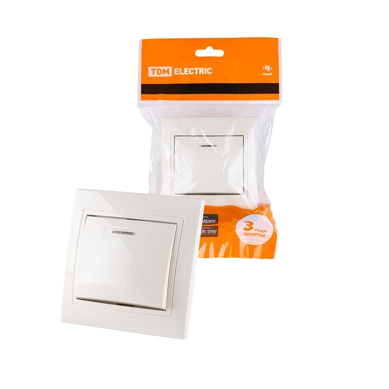 Выключатель с/у Таймыр SQ1814-0104, 1 клавиша, с/инд, слоновая кость