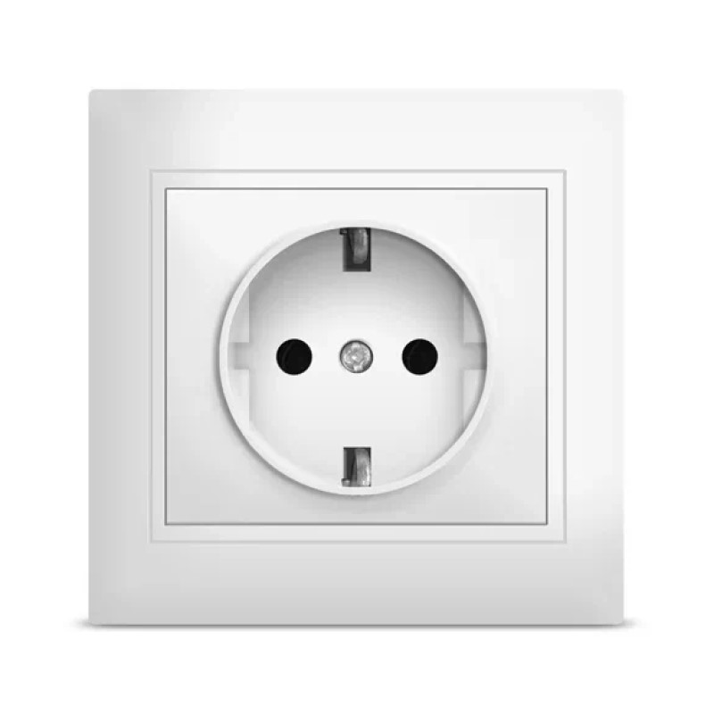 СЕВИЛЬ Розетка в сборе с/у, 1 гнездо, с/з, 16А, 230В, IP20, белая. С0028