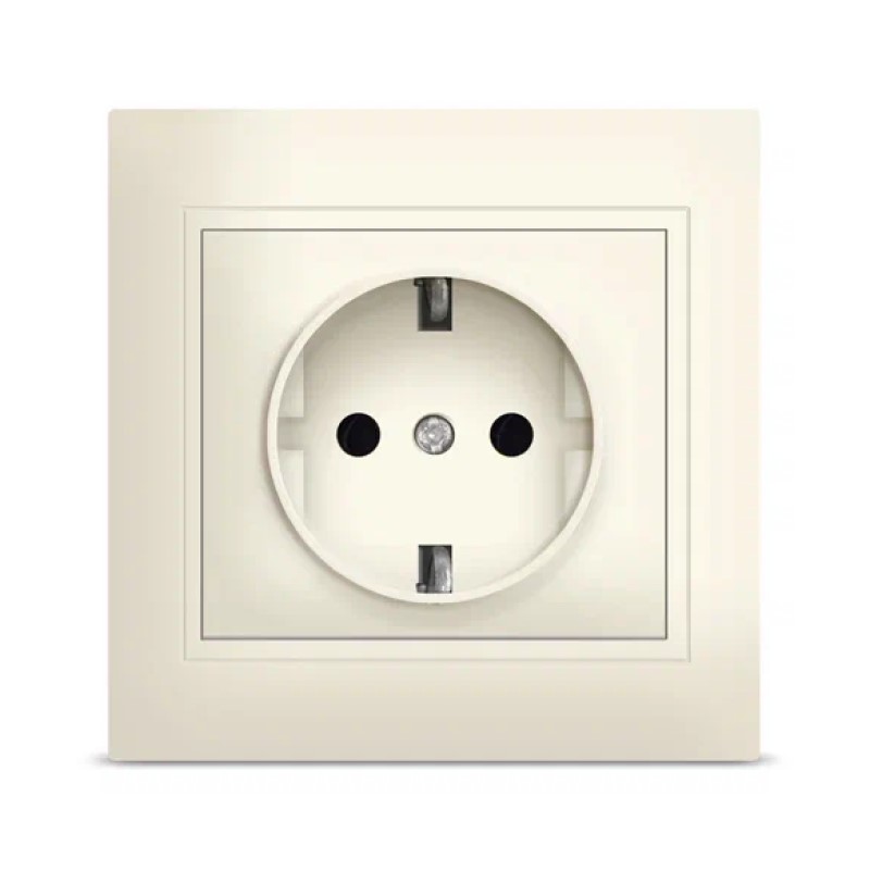 СЕВИЛЬ Розетка в сборе с/у, 1 гнездо, с/з, 16А, 230В, IP20, сл.кость. Б-С0028