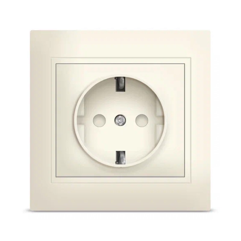СЕВИЛЬ Розетка в сборе с/у, 1 гнездо, с/з, з/ш, 16А, 230В, IP20, сл.кость. Б-С0049