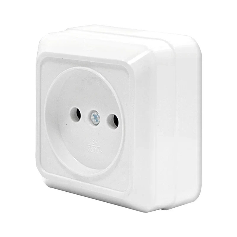 ОЛИМП Розетка о/у, 1 гнездо, б/з, 16А, 230В, IP20, белая. О0022