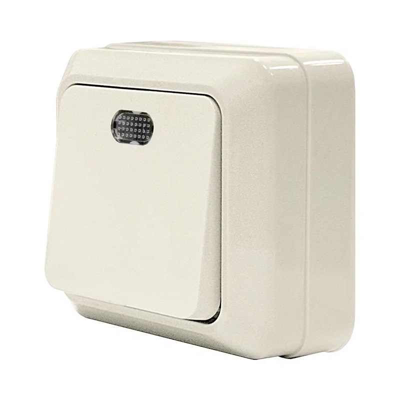 Выключатель о/у Олимп Б-О0121, 1 клавиша, с/инд, IP20, слоновая кость