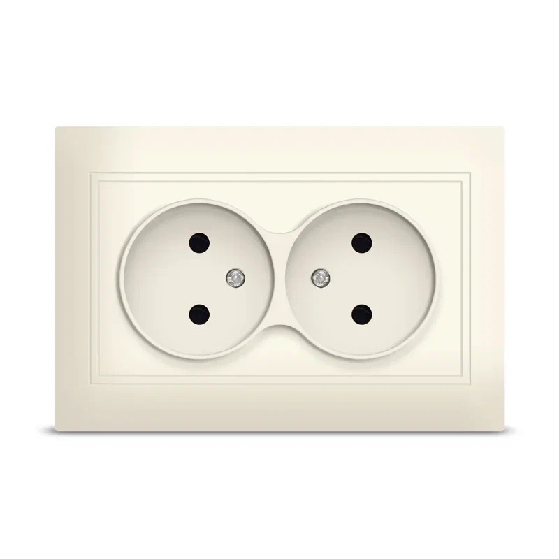 СЕВИЛЬ Розетка в сборе с/у, 2 гнезда, б/з, 16А, 230В, IP20, сл.кость. Б-С0102