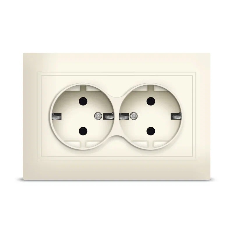 СЕВИЛЬ Розетка в сборе с/у, 2 гнезда, с/з, 16А, 230В, IP20, сл.кость. Б-С0128