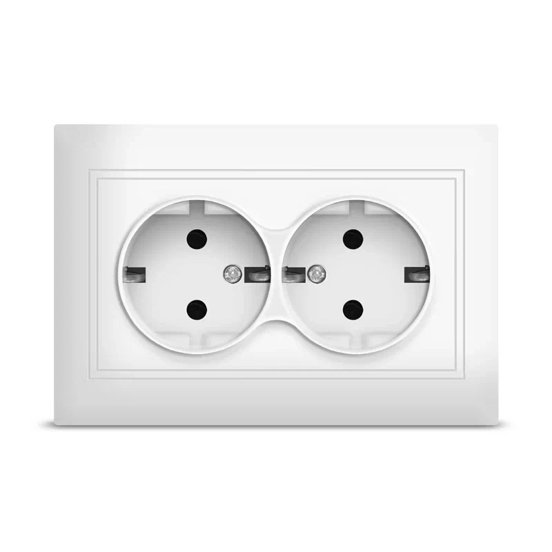 СЕВИЛЬ Розетка в сборе с/у, 2 гнезда, с/з, 16А, 230В, IP20, белая. С0128