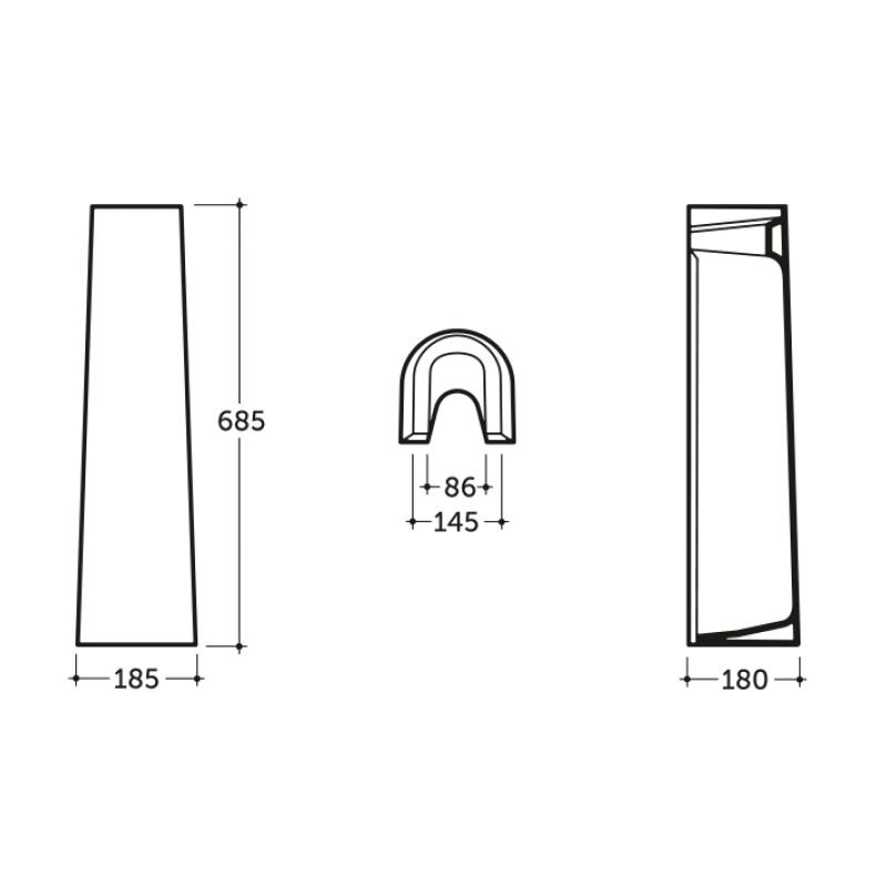 Пьедестал Керамин Элит, 180х185х685 мм для умывальника Милан 55