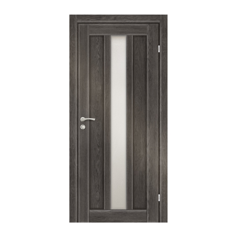 Полотно дверное Olovi Колорадо 1, со стеклом, дуб графит, б/п, б/ф (700х2000 мм)