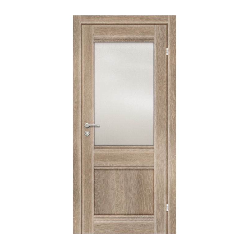 Полотно дверное Olovi Невада 1, со стеклом, дуб шале, б/п, б/ф (800х2000 мм)
