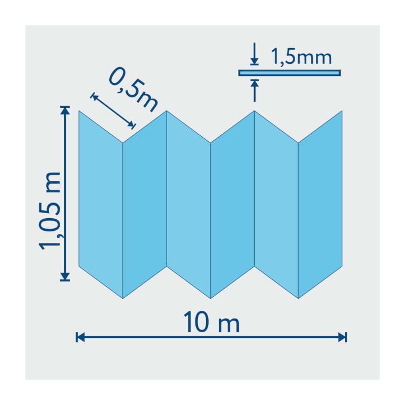 Подложка повышенной прочности 1050х500х1,5 мм, "гармошка", синяя 10,5 м²
