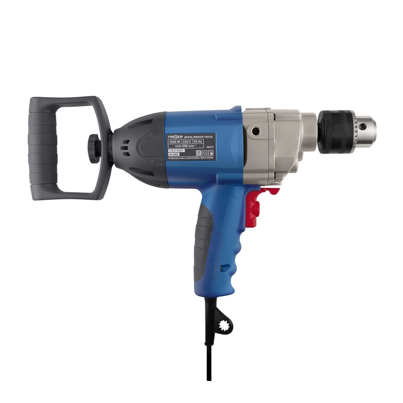 Дрель-миксер сетевой Trigger 20019, 1,05 кВт, 550 об/минуту, ключевой патрон 16 мм, реверс