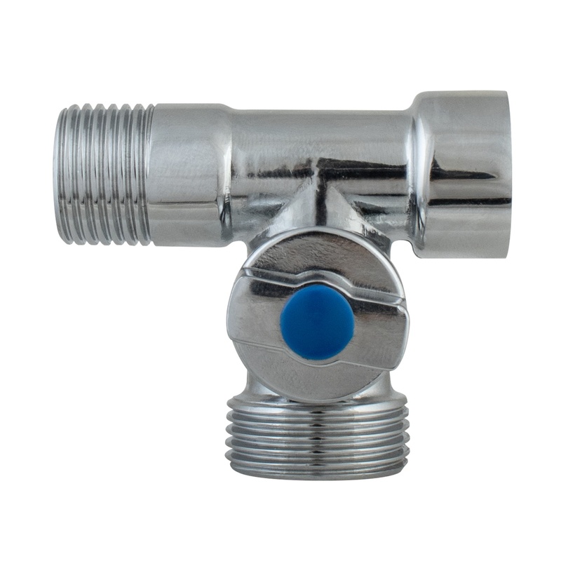 Кран шаровый трехпроходной Klip 5005, 1/2"х3/4"х1/2" Н/Н/В, бабочка