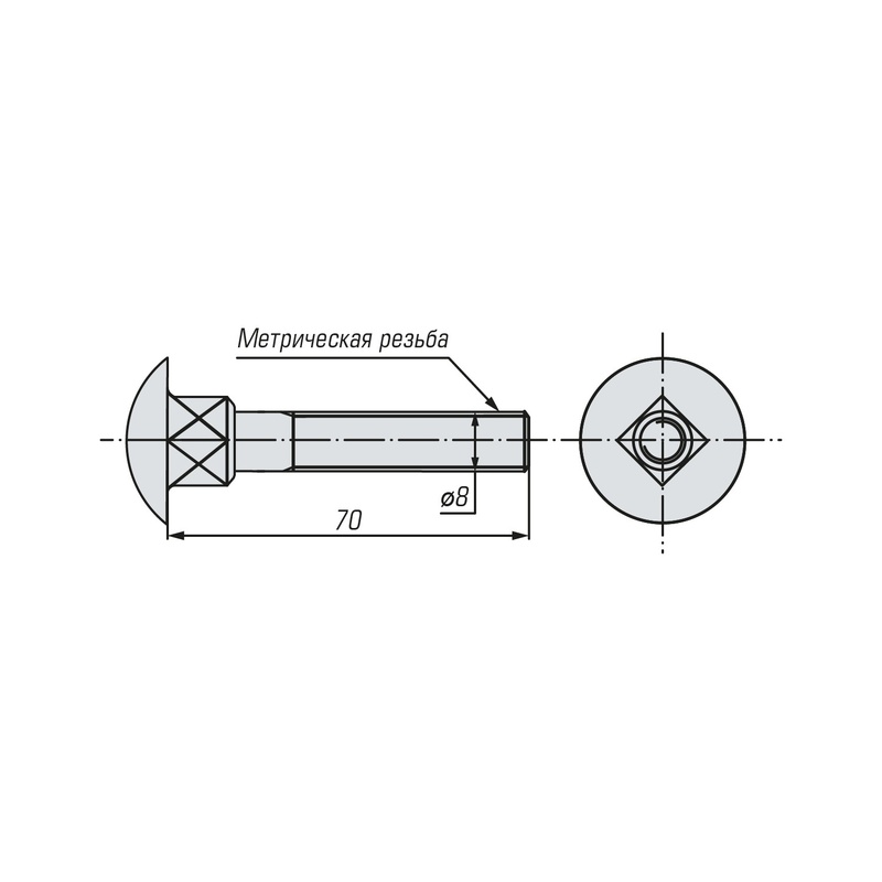 Болт мебельный SWFS DIN603 М8х70 (780 шт)