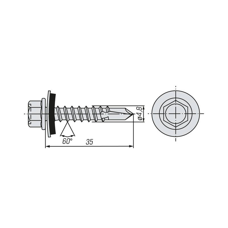 Саморез кровельный SWFS Premium RAL-8014 ZP 4,8х35 (4200 шт)