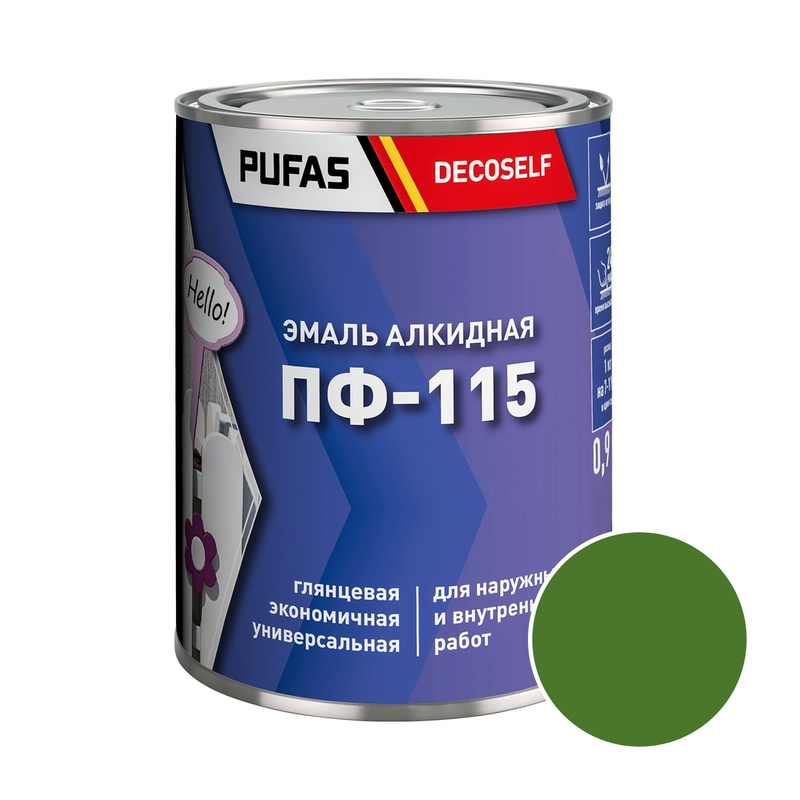 Эмаль Pufas Decoself ПФ-115 салатная (0,9 кг)