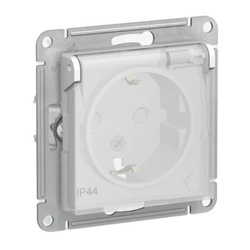 Розетка о/у Atlasdesign Aqua ATN440146, 1 гнездо, с/з, з/ш и крышкой, IP44, белая